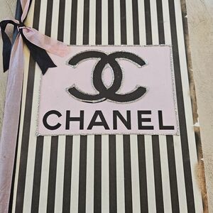 Chanel Pink and Black Striped Notebook